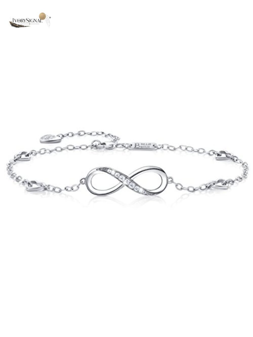 Sterling Silver Infinity Anklet Bracelet Adjustable Cubic Zirconia 925
